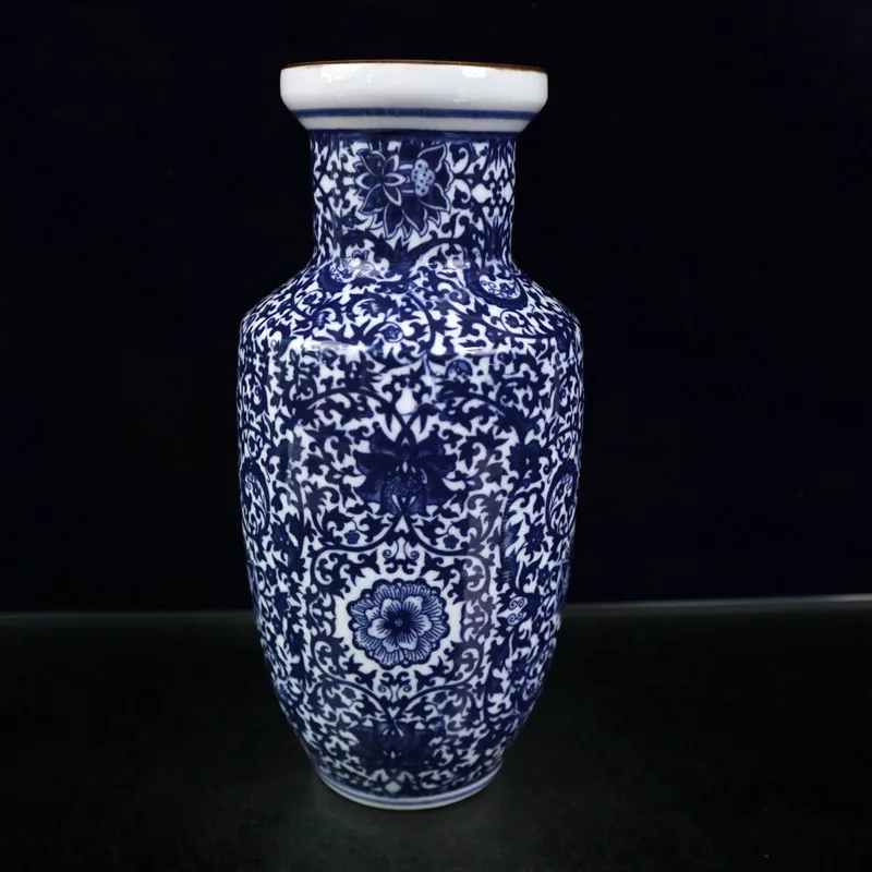 Jingdezhen porcelana azul e branco twined lotus