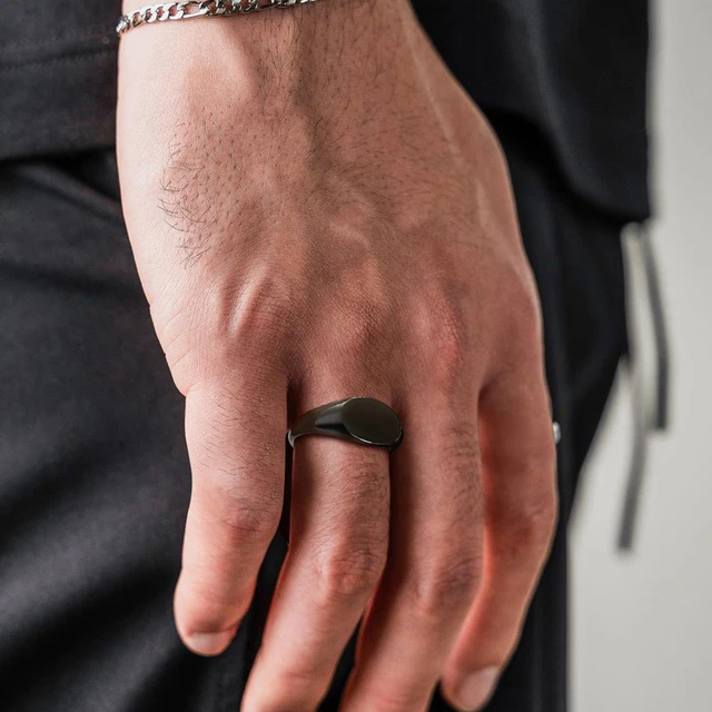 Signet Ring, Edelstahl, Klassische Hipster Unisex Platz Signet Ring, Pinky Finger  Ring, herren Kleine Signet Ring - AliExpress