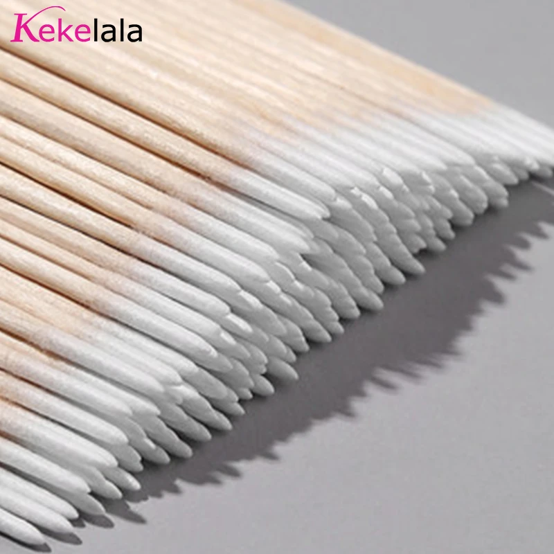 1000 stücke Micro Holz Baumwolle Tupfer Wimpern Verlängerung Werkzeuge Tatoo Microblading Reinigung Holz Sticks Cosmetic Baumwolle Pinsel Knospen Tipp