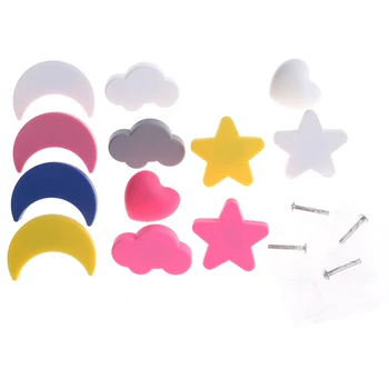 Children Rubber Door Handles Cute Pink Heart Star Moon Cloud Kitchen Cabinet Knobs And Handles Furniture Handle Drawer Pulls