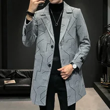 Новое мужское шерстяное пальто, Длинная ветровка, мужская куртка, пальто, повседневная верхняя одежда, мужская одежда размера плюс, теплое шерстяное пальто