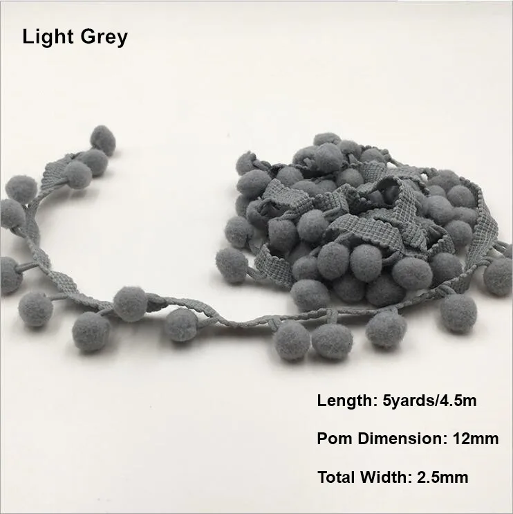 Lav25 Light Grey 5 Ярд пятнистая лента красочное кружево с помпонами отделка шар бахрома кружево лента Вязание для ткани или сумки DIY Швейные аксессуары - Цвет: Lav25 Light Grey