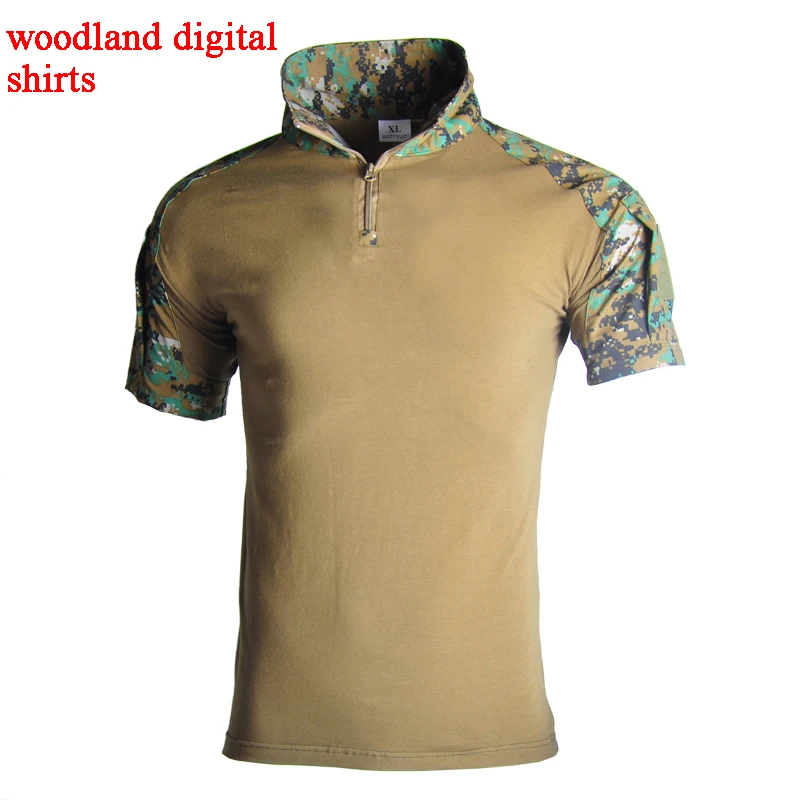 Страйкбол Пейнтбол Камуфляж тактическая одежда и брюки с короткими рукавами охотничья Униформа дышащие унисекс стрельба армейские костюмы - Цвет: shirts WLDIGI