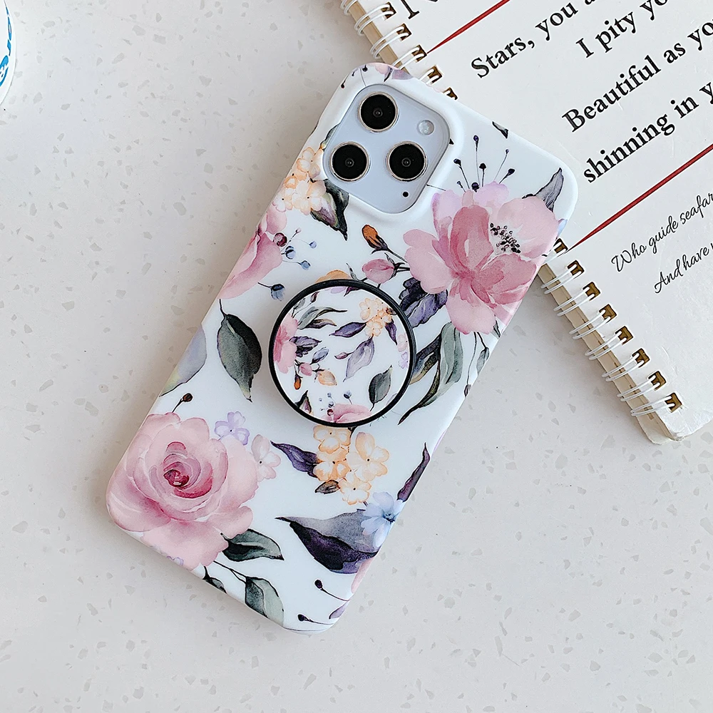 phone cases for iphone 11 Pro Max  LOVECOM Retro Flower Leaf Phone Case With Holder For iPhone 13 12 11 Pro Max XR XS XS Max 7 8 Plus Case Soft IMD Back Cover leather iphone 11 Pro Max case