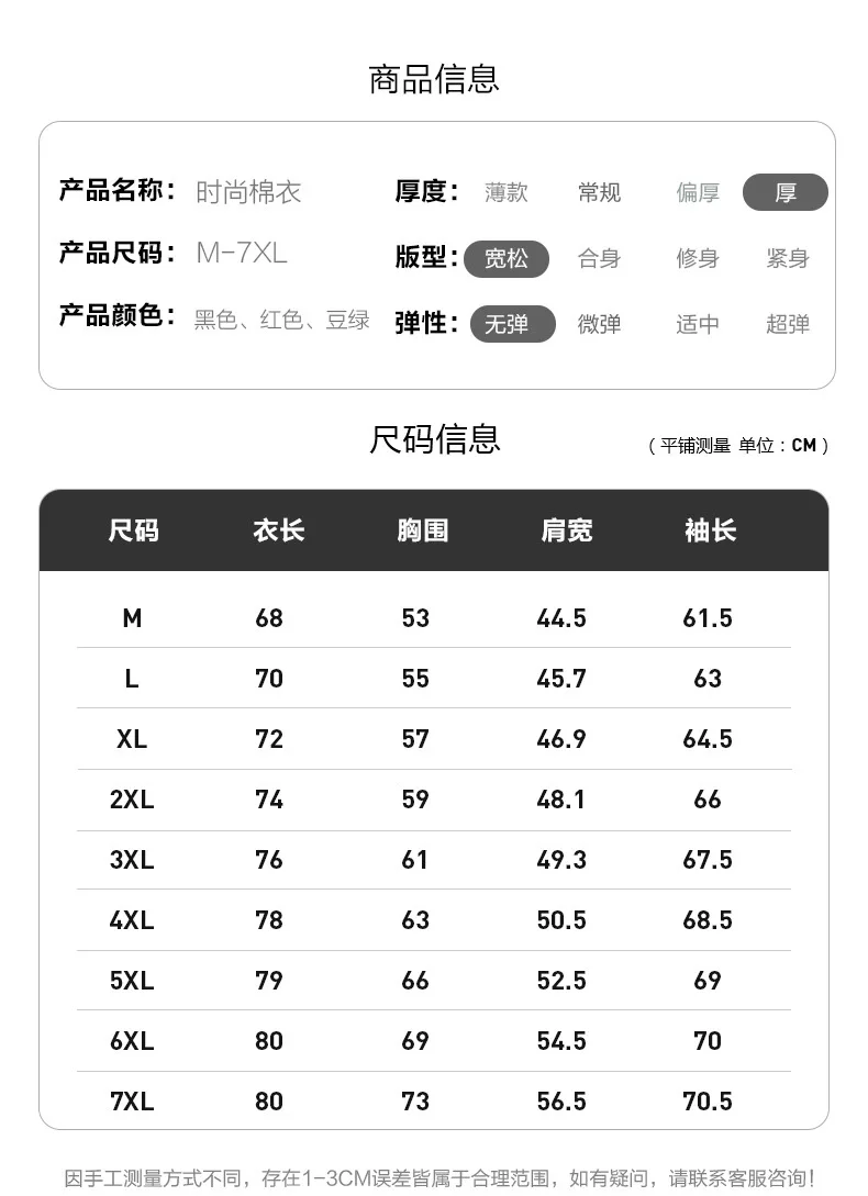 Winter New Style Cotton-padded Clothes Men's Hooded Slim Fit Coat Large Size Fat Thick Warm Tops M-7xl