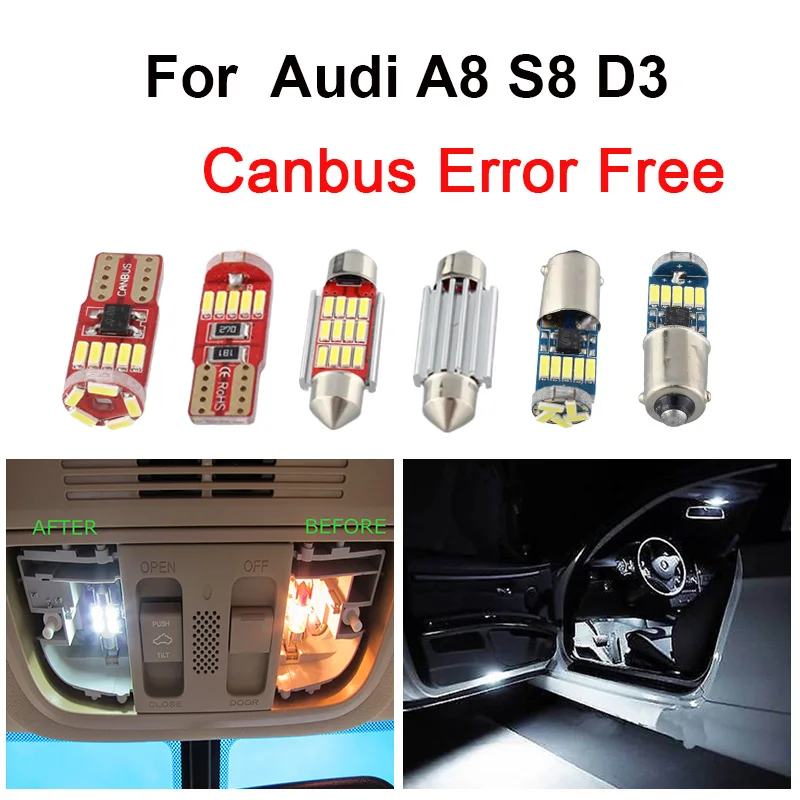 24 шт. белый Canbus безошибочный светодиодный светильник интерьерный купольный светильник посылка комплект для 2003-2009 Audi A8 S8 D3 Quattro грузовой дверной светильник
