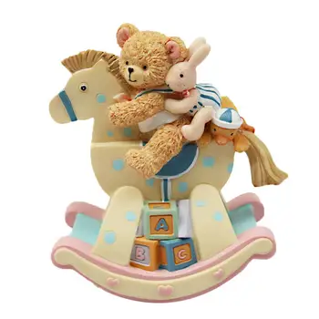 

Bear Rocking Horse Music Box Toy Rabbit Trojan Child Birthday Christmas Gift Rotating Clockwork Type Music Box Kids Room Decor