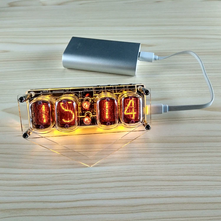 В-12 Nixie часы 4-разрядный DS3231 Nixie часы с красочными светодиодный Подсветка версия(без трубки