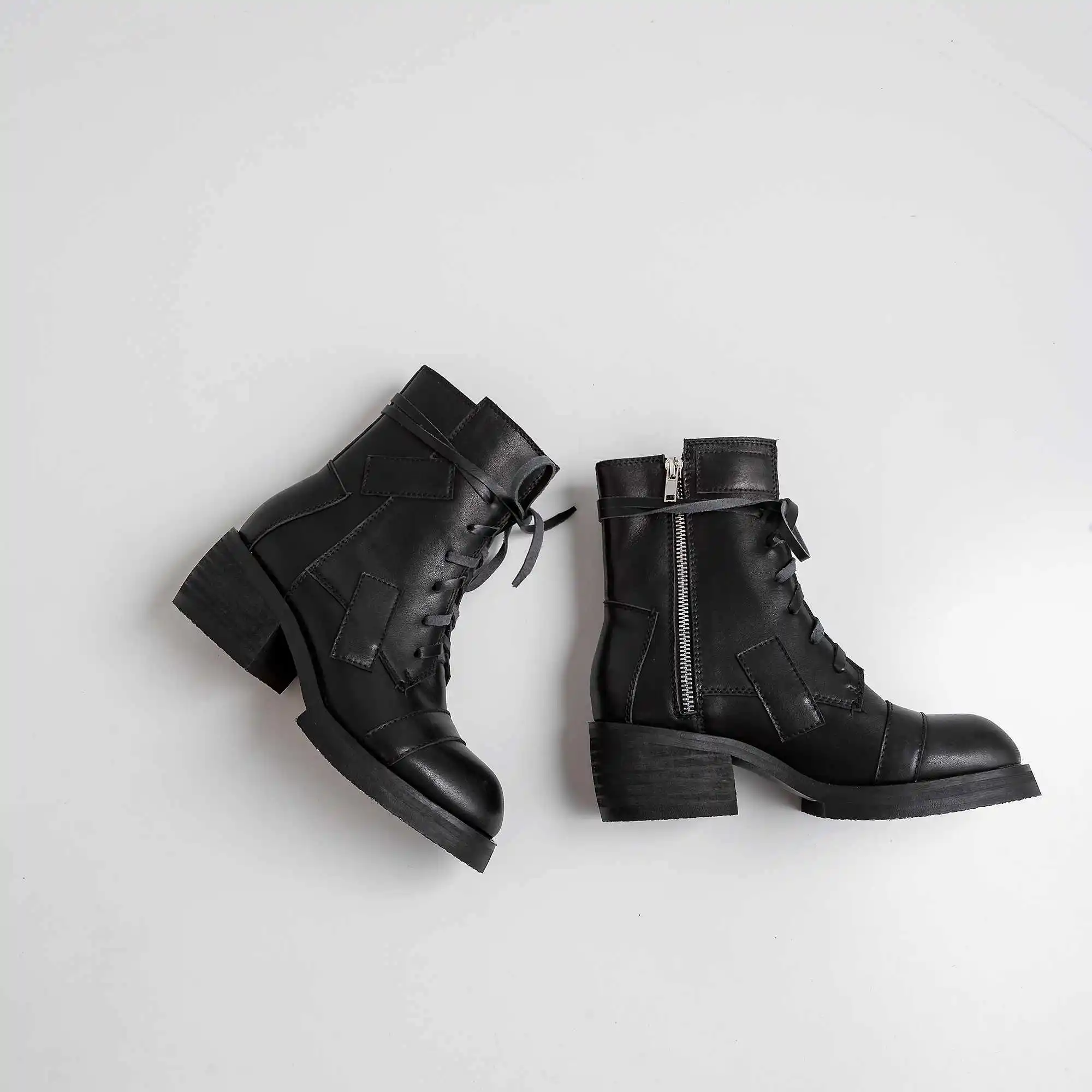 Krazing Pot/Модные Винтажные ботинки в стиле милитари из натуральной кожи с круглым носком на высоком каблуке; зимние теплые однотонные ботильоны в стиле панк; L97