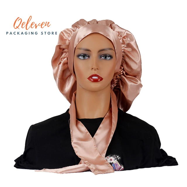 Wholesale Factory Wholesale newest trend Double Layer Silk Hair Bonnet  Custom sleep hair bonnets with Logo pattern Satin designer Bonnets From  m.