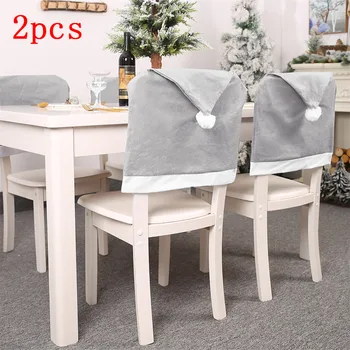 

2PC Christmas Chair Cover Christmas Decoration for Home Lattice Chair Cover Home Restaurant Decoration Supplies vanocni dekorace