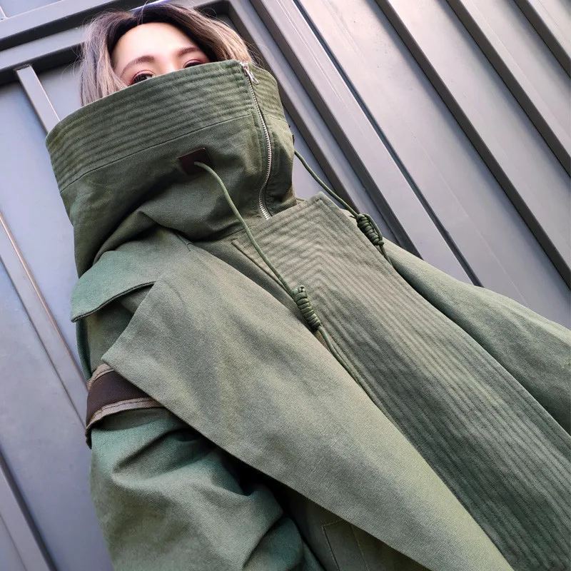 XUXI Модные женские куртки, одноцветные Хлопковые женские куртки со стоячим воротником и капюшоном, осенняя Новинка, зимняя одежда зеленого цвета для пары FZ0265