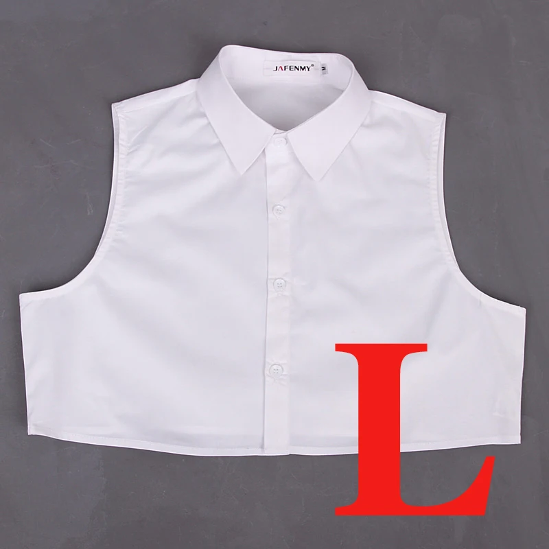 White Size L Женская блузка с фальш-воротником, белая, однотонная, хлопок, съемный воротник, черная, мужская, женская, с галстуком, с отворотом, для девушек, Декор, имитация - Цвет: White Size L