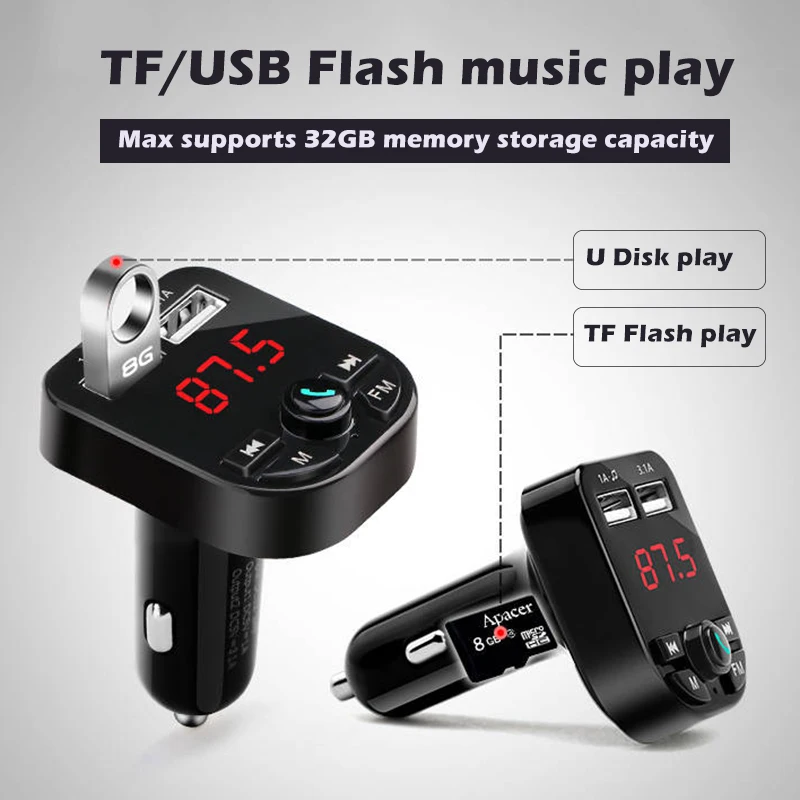 FM передатчик с Bluetooth 5 0 Автомобильный MP3 плеер дистанционным управлением U диск TF