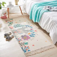 Нордический ins хлопковый тканый ковер для спальни прямоугольный длинный коврик хлопковый коврик с кисточками прикроватные коврики