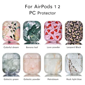 

AZiMiYO Eearphone case Tropical Leaves Marble Texture for Apple Airpods 2 1 Protective Charging Bag Earphone Accessories