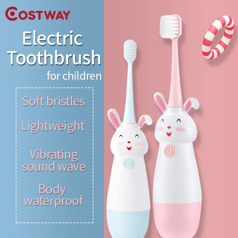 

Costway Children Electric Toothbrush Rabbit Pattern Tooth With Brush Electric Soft Replacement Head Waterproof and drop-proof