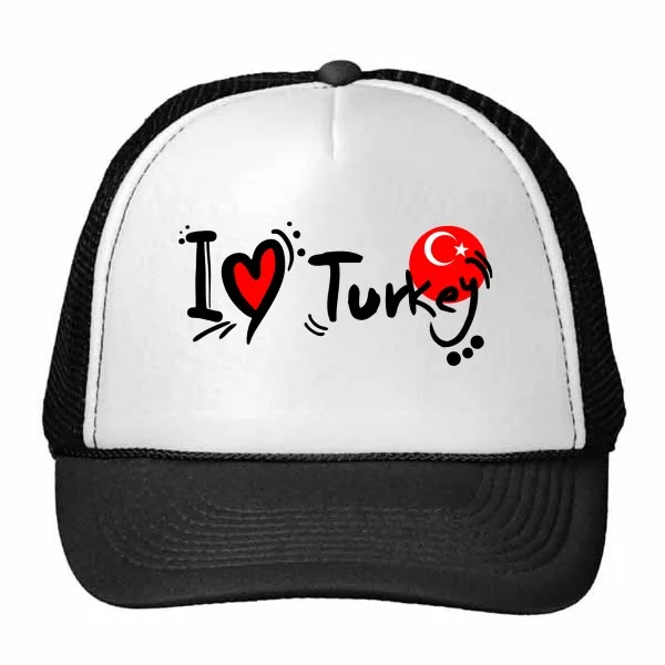 

I Love Turkey Word Flag Love Heart Illustration Trucker Hat Baseball Cap Nylon Mesh Hat Cool Children Hat Adjustable Cap Gift