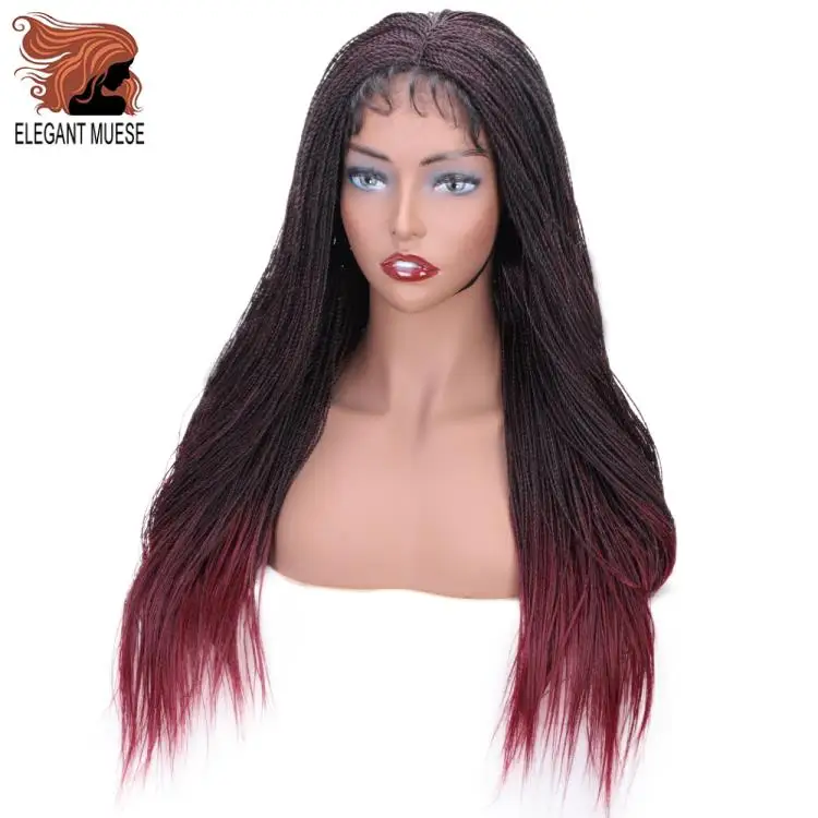 Elegant MUSES Синтетические прямые Сенегальские накрученные волосы косы парик Синтетические волосы на кружеве парик для Для женщин крючком завивка, плетение волос темно-бордовый