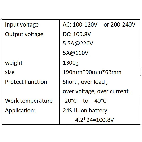 100,8 V 5.5A зарядное устройство для 24S lipo/литий-полимерный/литий-ионный аккумулятор умное зарядное устройство Поддержка CC/CV режим 4,2 V* 24 = 100,8 V