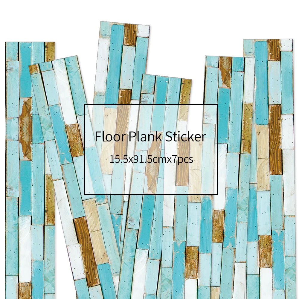 Blue Wood Grain Floor Stickers Floor Wallpaper Waterproof Wear-Resistant Self-Adhesive Floor Tile Living Room Bedroom EWF051