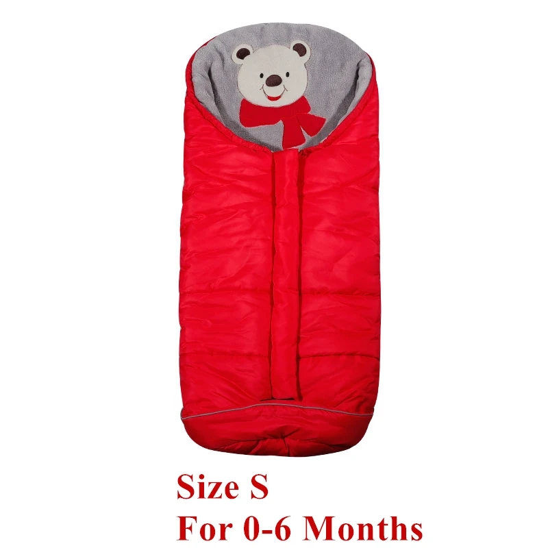 red S(0-6M) Новинка года; Детские спальные мешки для коляски; зимний теплый конверт для новорожденных детей 0-24 м; ветрозащитные спальные мешки-коконы для младенцев - Цвет: red S(0-6M)