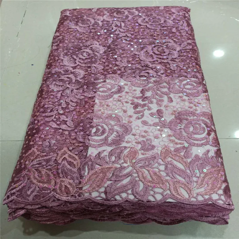 

2020 Latest French Nigerian Lace Fabric High Quality Embroidered Tulle African sequins Laces Fabric Wedding French Tulle Lace