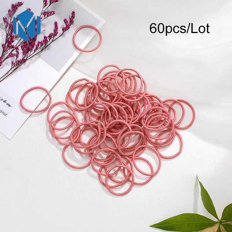 Coral powder 60/120 шт./лот, 3 см, Детские резинки для волос ярких цветов, эластичные резинки для волос, Детские аксессуары для волос, резинка для укладки волос - Цвет: Coral powder
