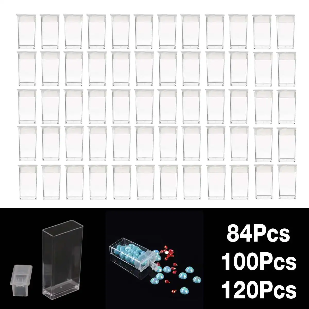 124/100/84 Grid Diamond Embroidery Painting Tools Plastic Jewelry Bead Drill Storage Box Craft Container