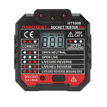 

HT106B HT106D HT106E Digital Display Socket Tester Plug Polarity Phase Check detector Voltage Test Multi-function Electroscope