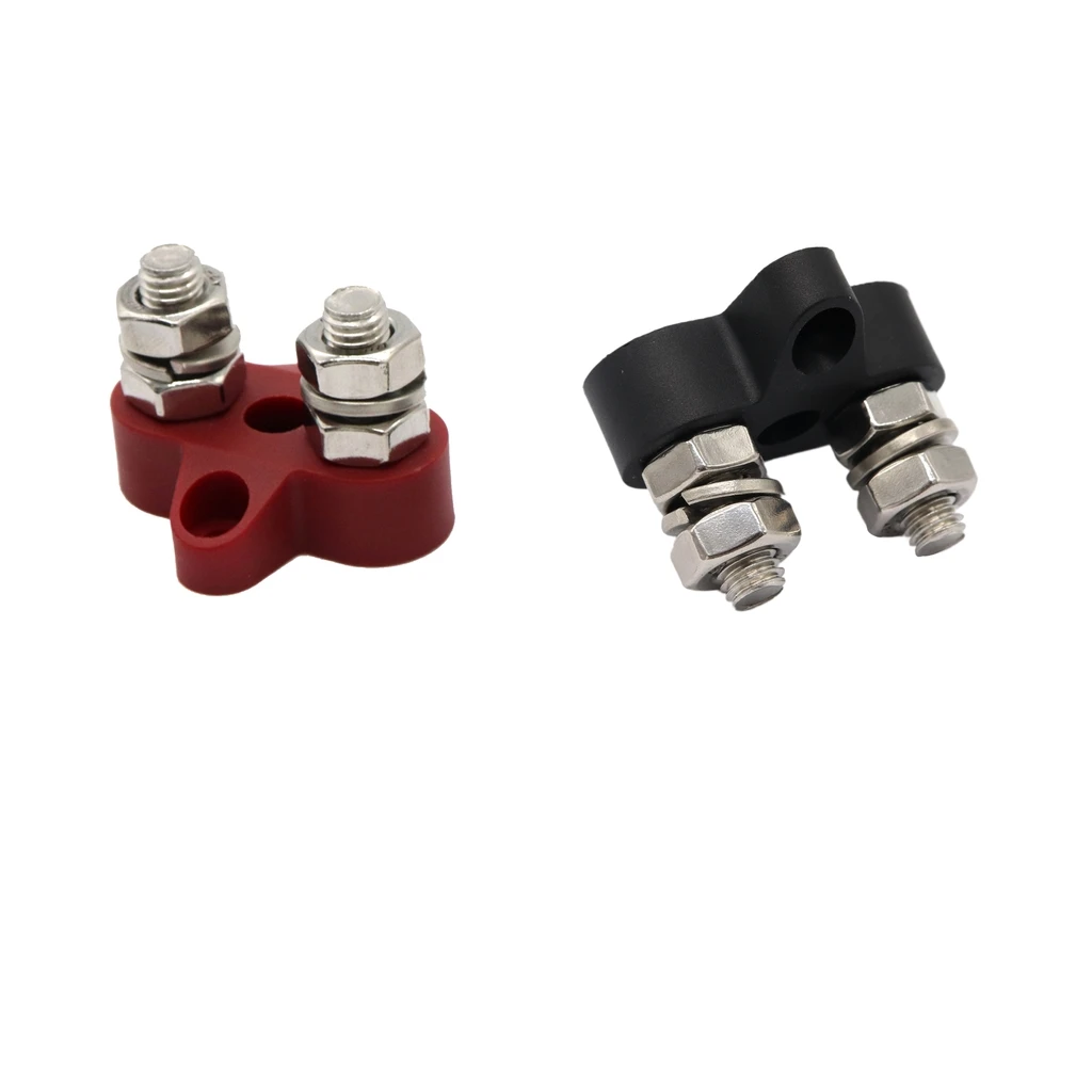 Red & Black Junction Block Power Post Set Insulated Terminal Stud M8