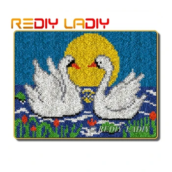 

Latch Hook Rug Kit White Swan Love Crocheting Carpet Rug 100% Acrylic Yarn Cushion Mat DIY Carpet Rug Home Decor Arts & Crafts