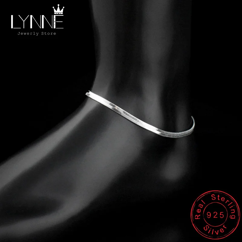 Silver Plated Новое поступление, ножной браслет, 925 пробы, женские Серебряные ножные браслеты, браслет на плоской подошве, змеиная цепочка для женщин, ювелирные изделия, босоножки, браслеты на ногу - Окраска металла: Silver Plated