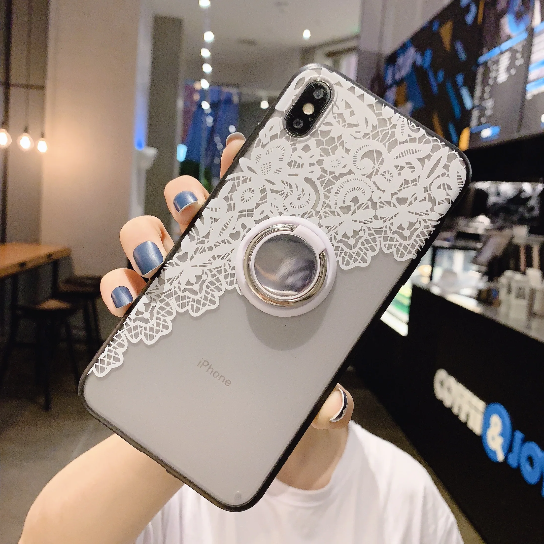 Чехлы для iPhone 6S 6 7 8 Plus XR X Xs 11 Pro Max сексуальное кружево вращающееся кольцо