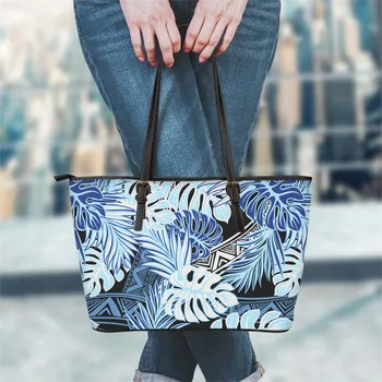 

FORUDESIGNS Fashion Style Women Luxury Handbag Hawaii Leaf Polynesian Pattern Printing Lady Leather Large Shoulder Bag Sac Femme