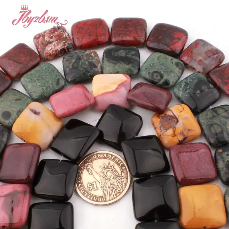 20mm Square Bead Fluorite Rose Quartzs Agates Jaspers Natural Stone LooseBead For DIY Necklace Jewelry Making 15&quot Free Shipping |