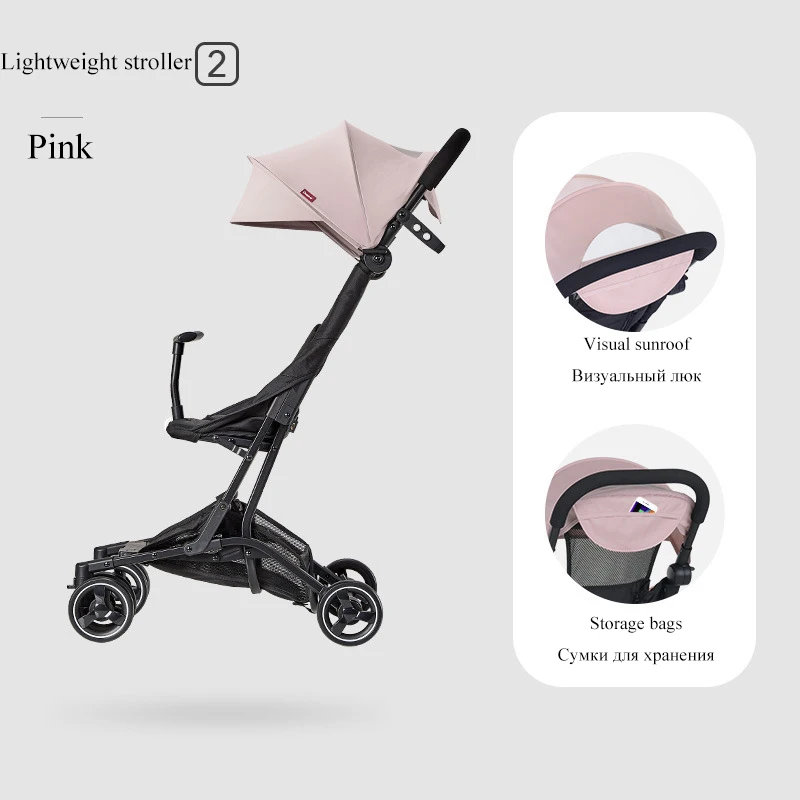 Pink Роскошная легкая коляска, 4,9 кг, переносная коляска для путешествий, для детей от 6 месяцев до 3 лет, детская коляска может сидеть и лежать, не требуется установка, детская коляска для переноски - Цвет: Pink