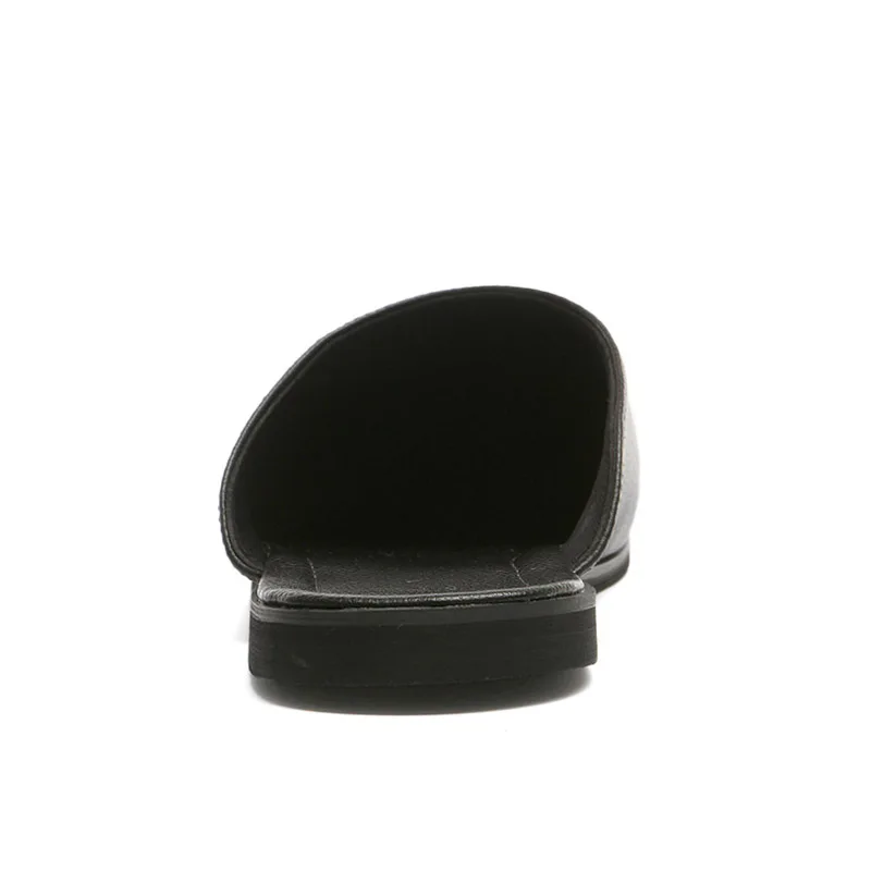 TOSJC Fashion Men Pu Leather Slippers Outdoor Half Loafers Lightweight Half Shoes Breathable Mules for Man Summer Casual Sandals