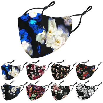 

Cotton Fabric Face Mask Pm2.5 Outdoor Washable Reuse Face Mask Protection Vintage Floral Printing Mouth Mask Anti-dust Маски