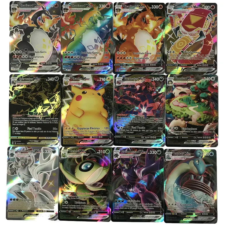 子供向けのポケモンvmaxカード 60枚と21枚のポケモンvmaxカード スペインのリザードンレインボーv Mega Gxカード フランスのゲーム 子供向けのギフト ピース セット Aliexpress おもちゃ ホビー