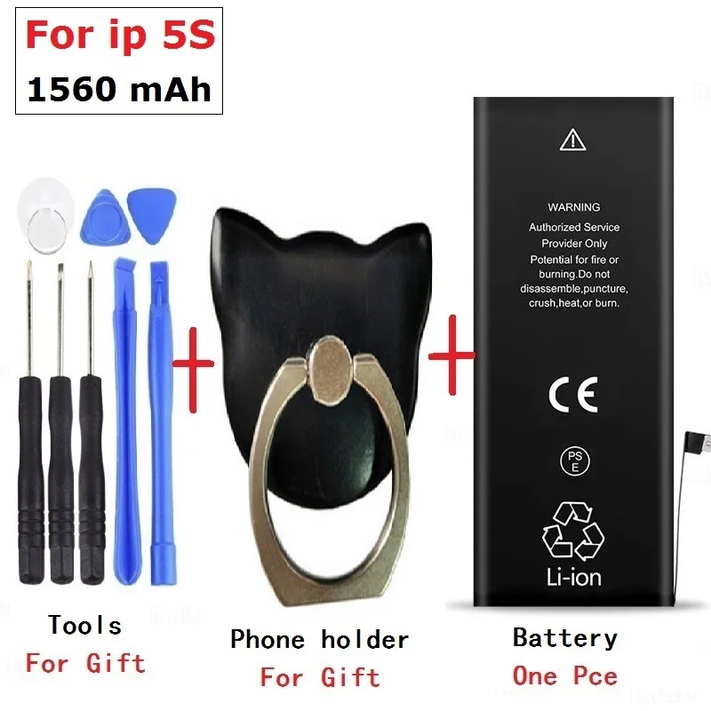 for ip 5s Литиевая батарея для IP3gs 4S 4 5c 6S 6 7 5S 5 6plus 8 8plus сменные батареи Внутренняя батарея для телефона+ держатель+ Бесплатные инструменты - Цвет: for ip 5s