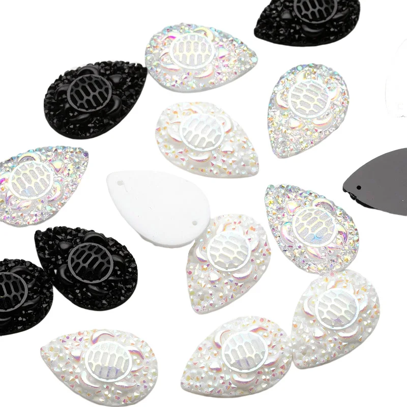 Taidian Water Drop 20x30MM Black Flatback Rhinestone Indigenous Beadwork Bohostyle 20Pieces/Bag with Two Holes Cabochon Resin | Украшения и