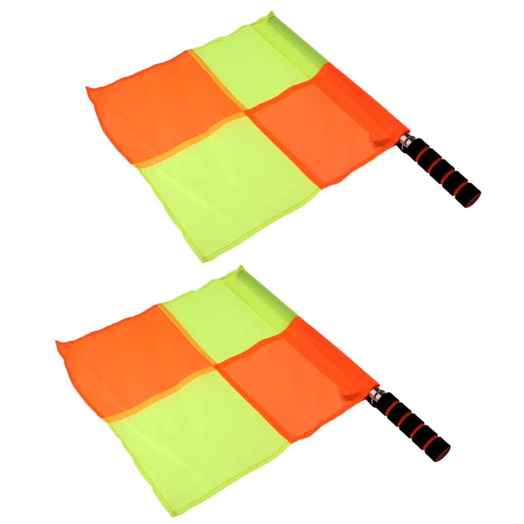 2x Official Soccer Football Linesman Referee Flags With Stainless Steel Rod
