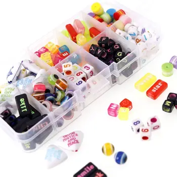 

ANGELADY 220Pcs/Box Colorful Acrylic Alphabet Letter Loose Beads with Plastic Box Jewelry Making DIY Necklace Bracelet Parts