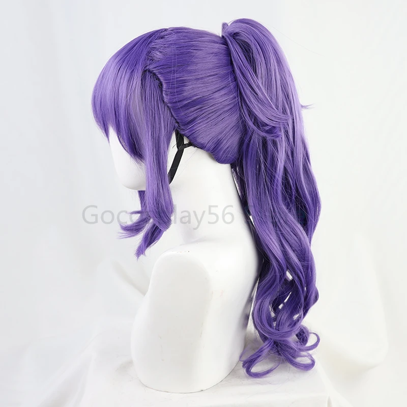 morticia addams dress Asahina Mafuyu Cosplay Wig mfy Purple Long Curly Temples Ponytail Heat Resistant Hair Role Play Vtuber cosplay