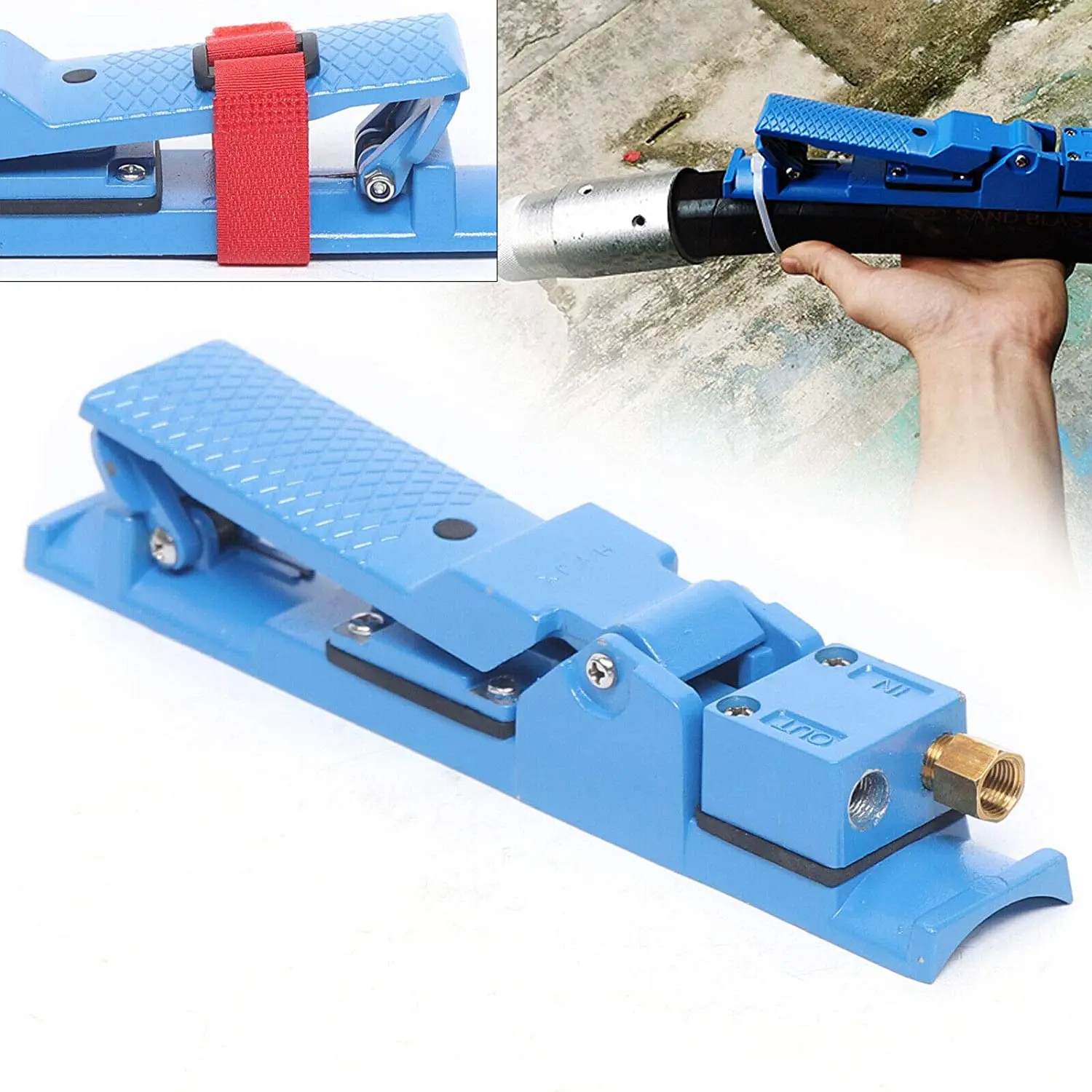Sandblaster Pneumatic Remote Control Switch – Palm-Activated Deadman Handle, Aluminum Alloy, 0.4-0.8MPa, 8mm Inlet/Outlet
