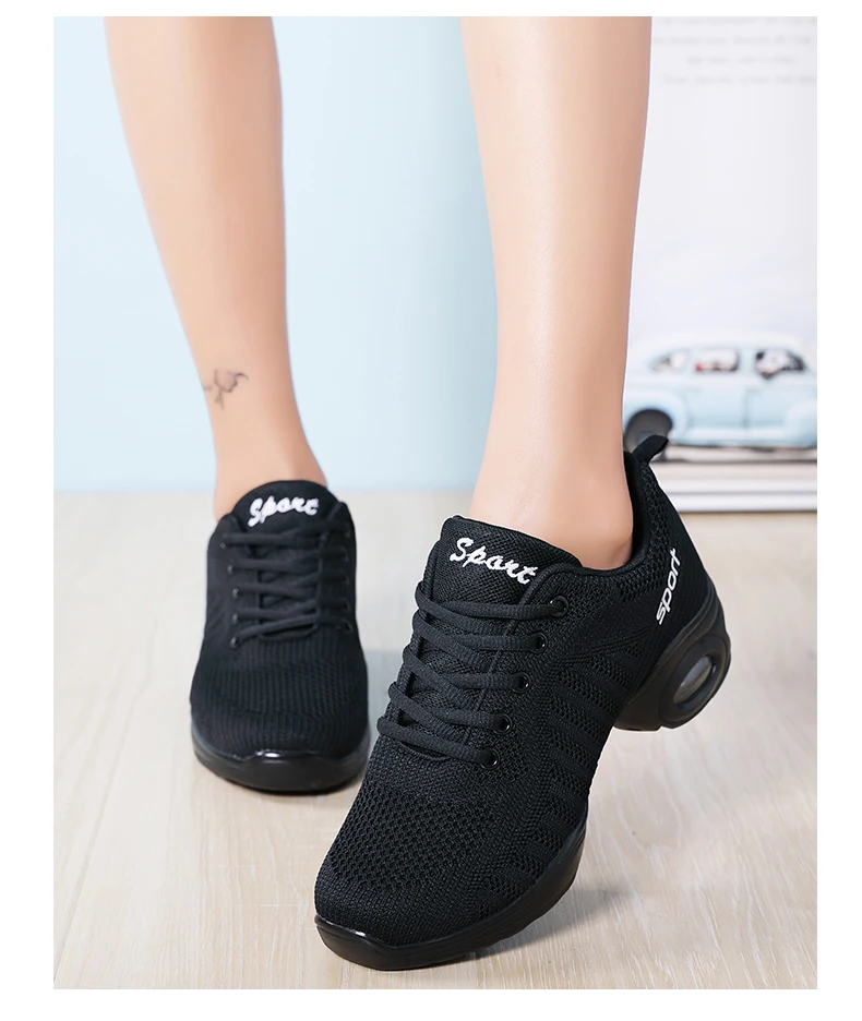 Кроссовки женские танцевальные туфли с воздушной подушкой модный дышащий сетчатый женский Современный Джаз женские туфли для танцев уличная спортивная обувь