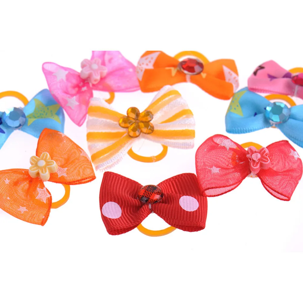 

Newest 100Pcs Mixed Color Puppy Dog Hair Bows Hair Accessorries Bowties for Dogs Dog Grooming Bows