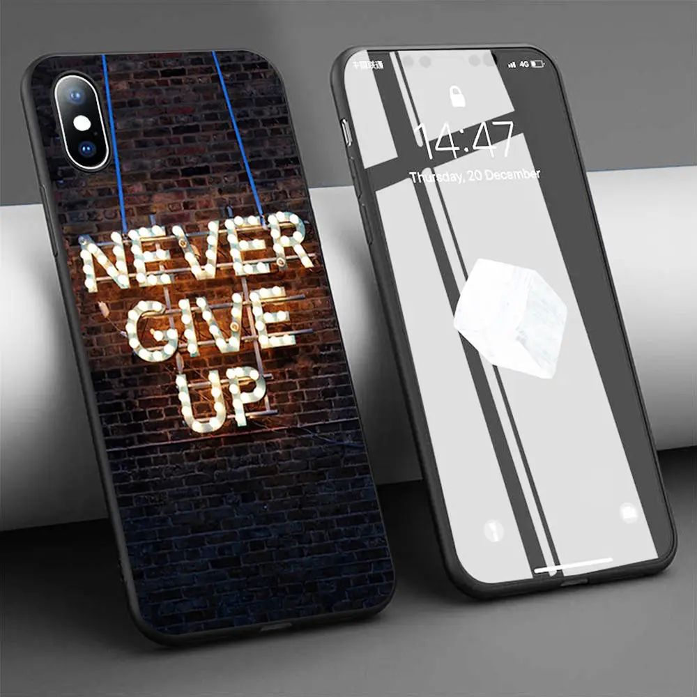 Мягкий силиконовый чехол Coque never give up wall для iPhone 11 Pro Max X 5S 6 6S XR XS 7 8 Plus телефона |