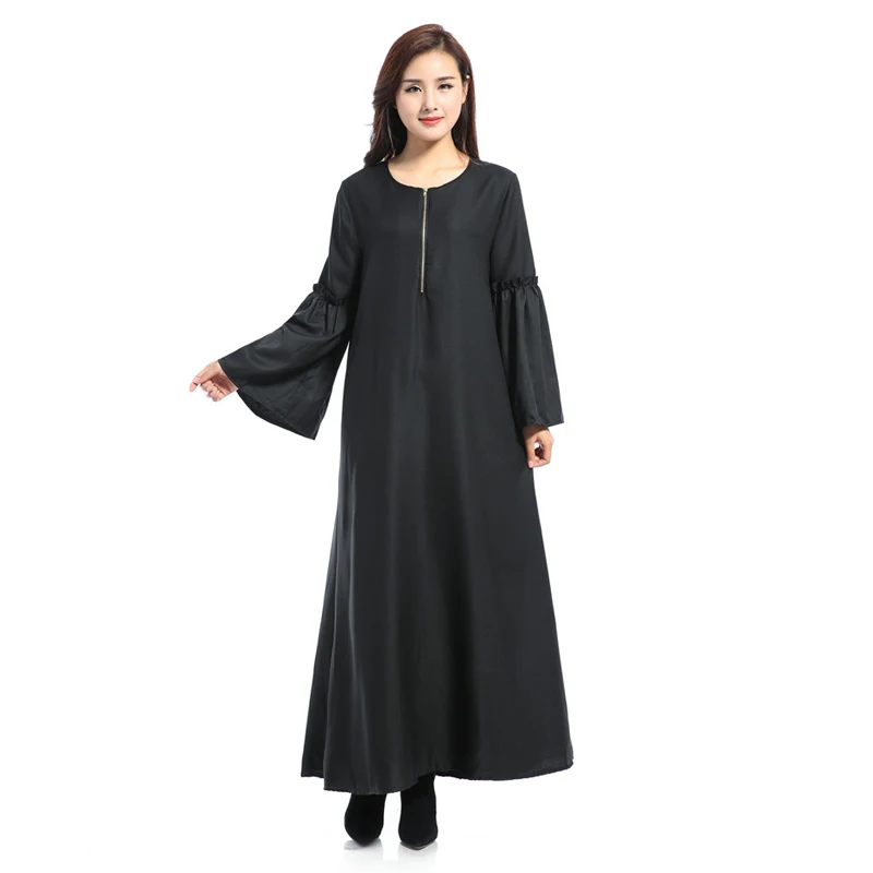 Abaya/арабское вечернее платье с пышными рукавами и воротником на молнии для женщин